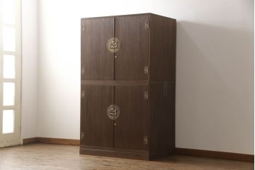 布団箪笥をリペア&カスタム!高品質リペアを施し、奥行きを狭くリサイズ。底板を補強し、オーク系で着色仕上げ。(収納箪笥、桐箪笥、和箪笥、桐たんす)