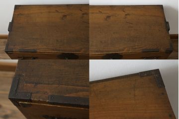 昭和初期の会津衣装箪笥をリペア&カスタム!上下分けて使用できるよう、内側から天板補強。鉄脚を取り付け、クリアワックスで仕上げ。(ローボード、ローチェスト、和たんす、時代箪笥、収納箪笥、衣装箪笥、引き出し、テレビ台)