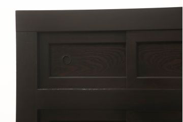 水屋箪笥サイドボードをリペア&カスタム!高さと奥行きをリサイズし、正面の出ている耳はカット。本体は現状をベースに着色。(キャビネット、収納棚、戸棚、食器棚)
