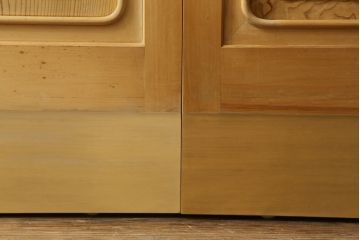 裏障子付き格子戸4枚をリペア&カスタム!高さと幅をリサイズし、V字戸車を取り付け。障子を張り替え、中央部分のガラスを変わり花菱ガラスに交換し、色味は本体に合わせて着色。(建具、引き戸、ガラス帯戸、障子戸)